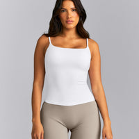 SoftMotion™ Strappy Tank Top with Built in Bra Shelf New Branding | White