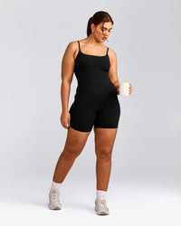 SoftMotion™ Strappy Tank Top with Built in Bra Shelf | Black
