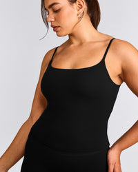 SoftMotion™ Strappy Tank Top with Built in Bra Shelf | Black