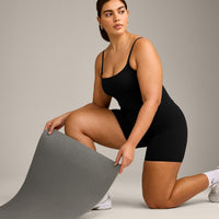 SoftMotion™ Strappy Vest with Built in Bra Shelf with Grey Logo | Black