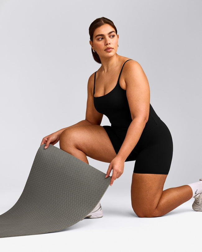 SoftMotion™ Strappy Tank Top with Built in Bra Shelf | Black