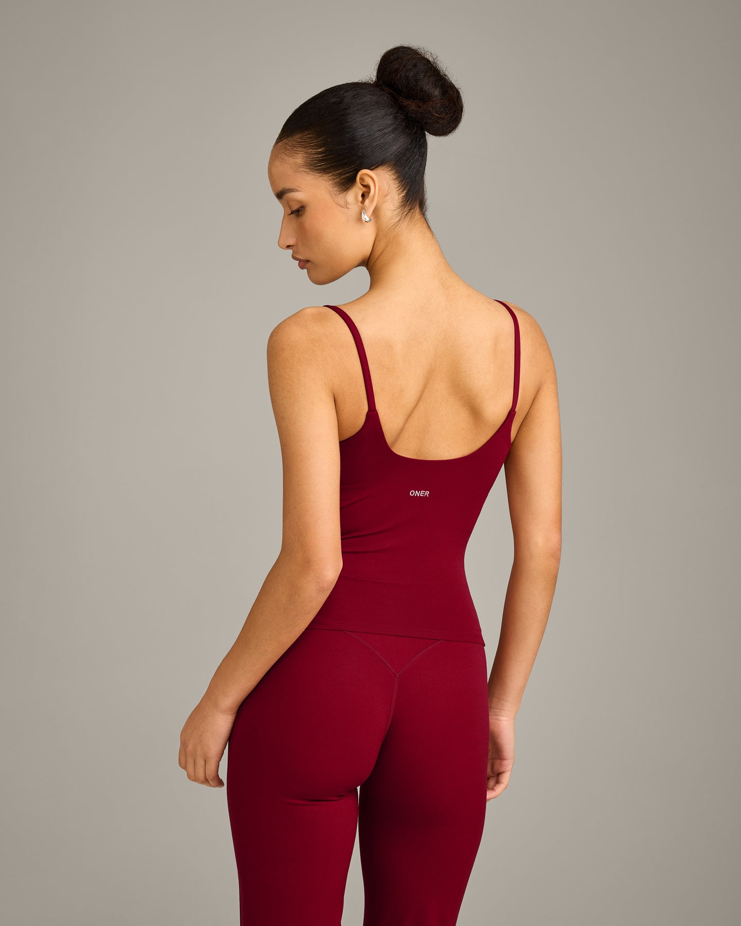 SoftMotion™ Strappy Vest with Built in Bra Shelf with Grey Logo | Ruby Red