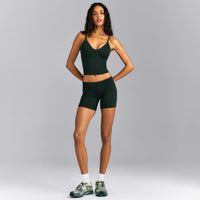 SoftMotion™ Adjustable V Neck Mid Tank Top with Built in Bra Shelf | Emerald Noir