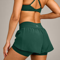 UnifiedMove Double Layer Shorts 5" with Reflective Logo | Racing Green