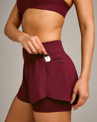 UnifiedMove Double Layer Shorts 5" with Reflective Logo | Rosewood