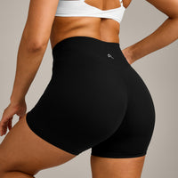 UnifiedMove™ High Waisted Shorts 6" with Reflective Logo | Black
