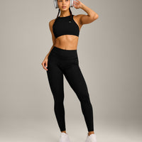 UnifiedMove™ High Waisted Pocket Leggings with Reflective Logo | Black