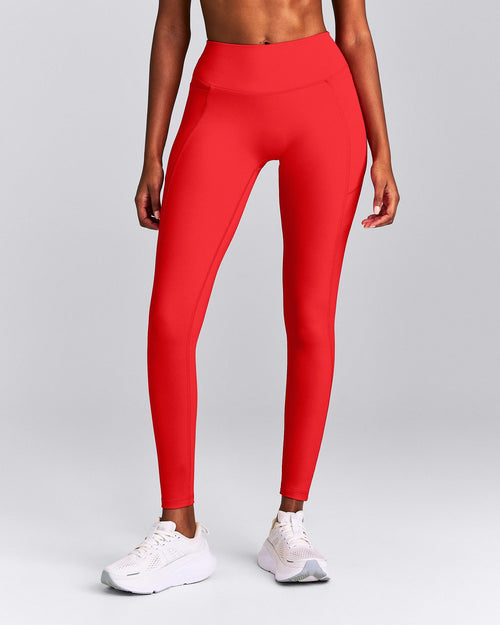 UnifiedMove™ High Waisted Pocket Leggings with Bonding | Muscle Mommy Red