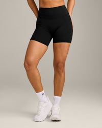 UnifiedMove™ High Waisted Pocket Shorts 6" with Reflective Logo | Black
