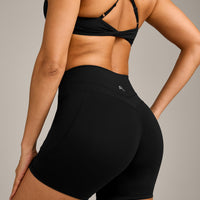 UnifiedMove™ High Waisted Pocket Shorts 6" with Reflective Logo | Black