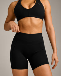 UnifiedMove™ High Waisted Pocket Shorts 6" with Reflective Logo | Black