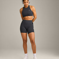 UnifiedMove™ High Waisted Pocket Shorts 6" with Reflective Logo | Coal