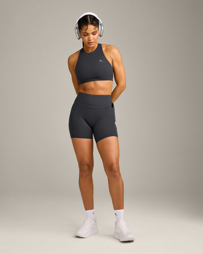 UnifiedMove™ High Waisted Pocket Shorts 6" with Reflective Logo | Coal