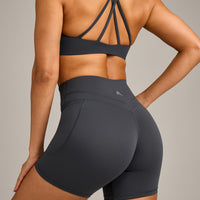 UnifiedMove High Waisted Pocket Shorts 6" with Reflective Logo | Coal