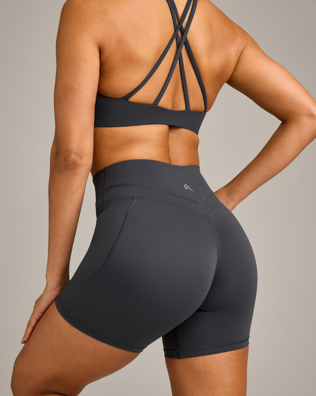UnifiedMove™ High Waisted Pocket Shorts 6" with Reflective Logo | Coal