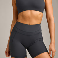 UnifiedMove™ High Waisted Pocket Shorts 6" with Reflective Logo | Coal