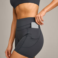 UnifiedMove™ High Waisted Pocket Shorts 6" with Reflective Logo | Coal