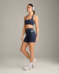 UnifiedMove™ High Waisted Pocket Shorts 6" with Reflective Logo | True Blue