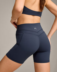 UnifiedMove™ High Waisted Pocket Shorts 6" with Reflective Logo | True Blue