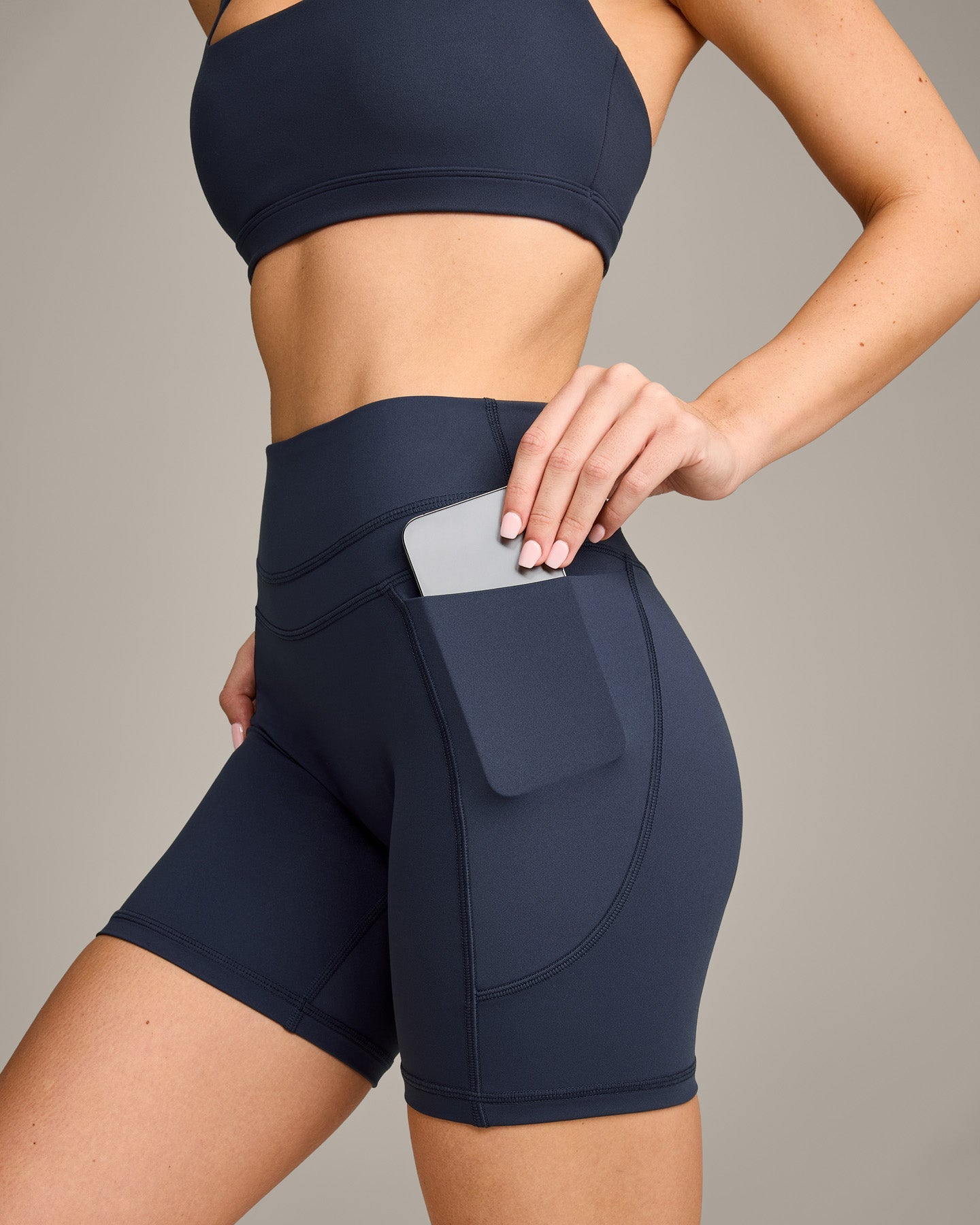 UnifiedMove™ High Waisted Pocket Shorts 6" with Reflective Logo | True Blue