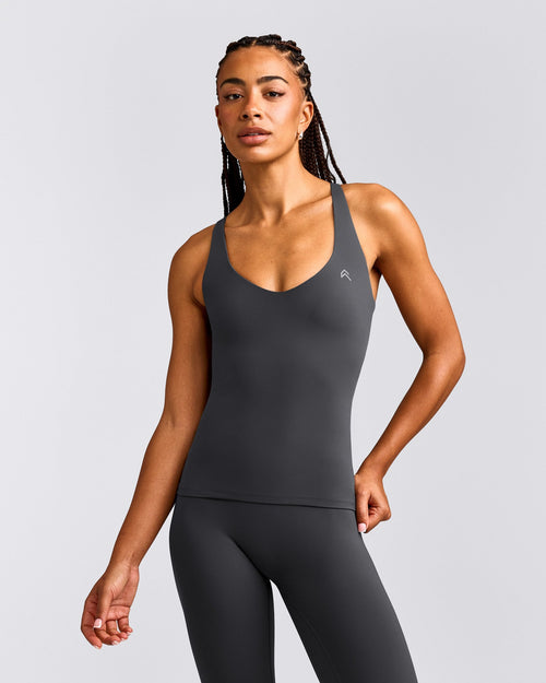 UnifiedMove™ V Neck Cross Back Tank Top | Coal
