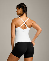 UnifiedMove V Neck Cross Back Vest with Reflective Logo | White