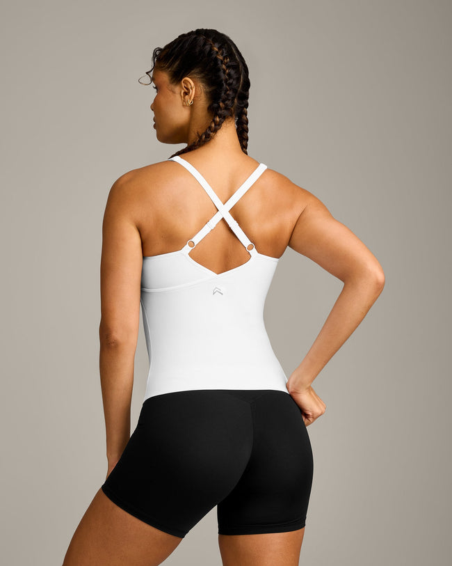 UnifiedMove V Neck Cross Back Vest with Reflective Logo | White