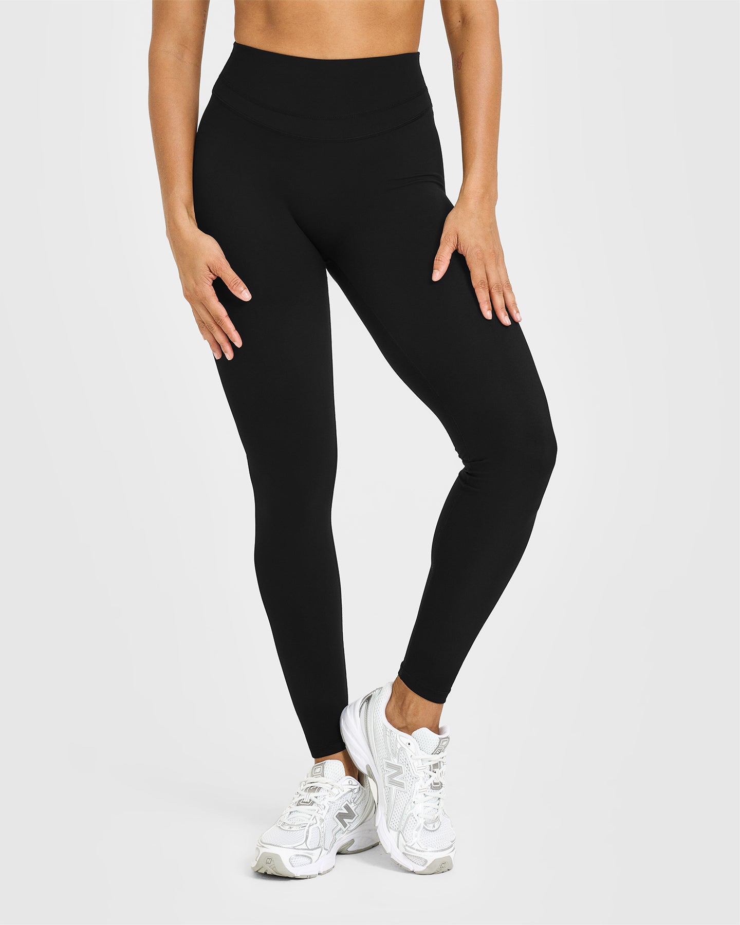 Unified High Waisted Leggings White Logo | Black