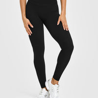 Unified High Waisted Leggings White Logo | Black