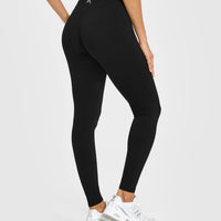 Unified High Waisted Leggings White Logo | Black