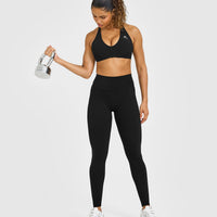 Unified High Waisted Leggings White Logo | Black