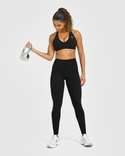 Unified High Waisted Leggings White Logo | Black