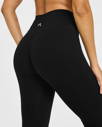 Unified High Waisted Leggings White Logo | Black