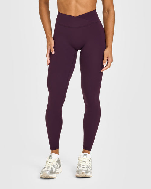 Oner Modal Unified Wrap Leggings White Logo | Blackberry Purple