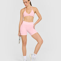 EnhanceLift™ Seamless Shorts with White Logo | Cherry Blossom Pink