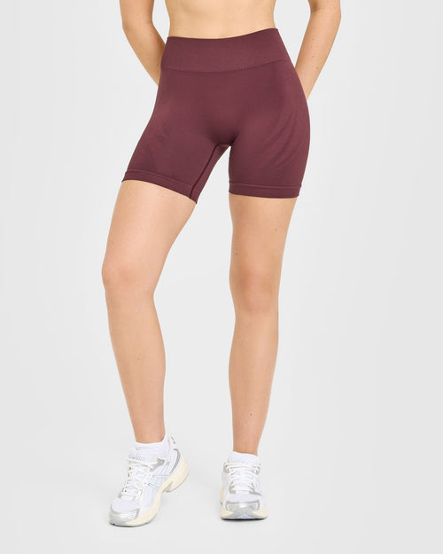 EnhanceLift™ Seamless Shorts with White Logo | Velvet Mocha