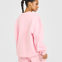 Foundations Oversized Crew Neck Sweatshirt with Oner Embroidery | Petal Pink