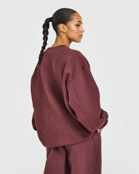 Foundations Oversized Crew Neck Sweatshirt with Oner Embroidery | Washed Velvet Mocha