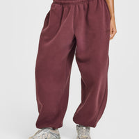 Foundations Oversized Cuffed Joggers with Oner Embroidery | Washed Velvet Mocha