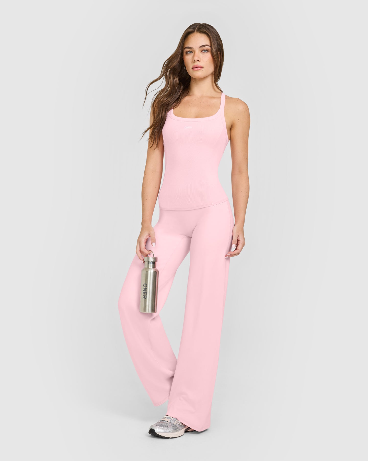 Mellow™ Rib Racer Back Vest with Built in Bra Shelf | Petal Pink