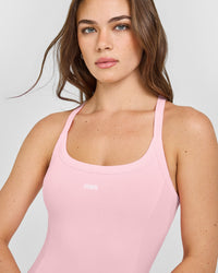Mellow™ Rib Racer Back Vest with Built in Bra Shelf | Petal Pink