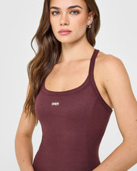 Mellow™ Rib Racer Back Vest with Built in Bra Shelf | Velvet Mocha