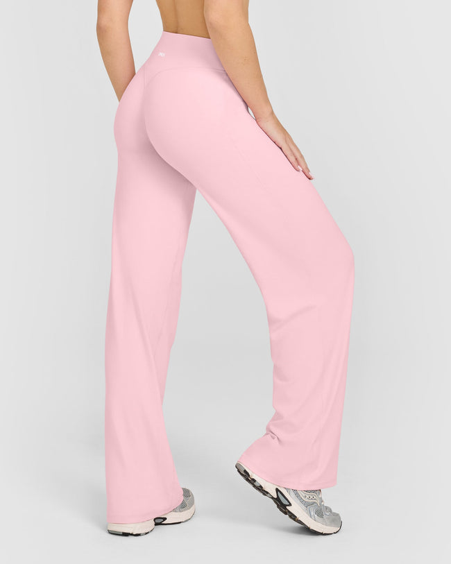 SoftMotion™ Straight Leg Bottoms with White Logo | Cherry Blossom Pink