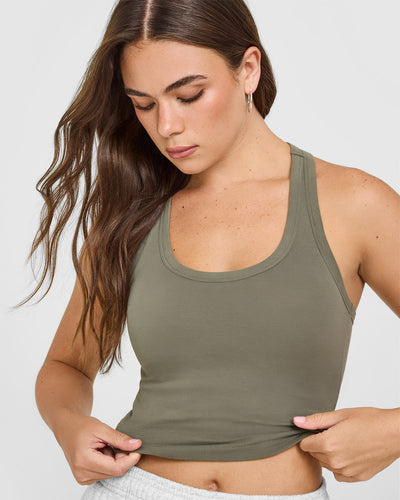 Cotton Fitted Mid Vest | Alpine Green