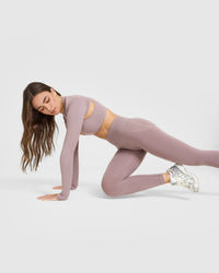 EffortlessLift™ Seamless Leggings with White Logo | Dusty Purple