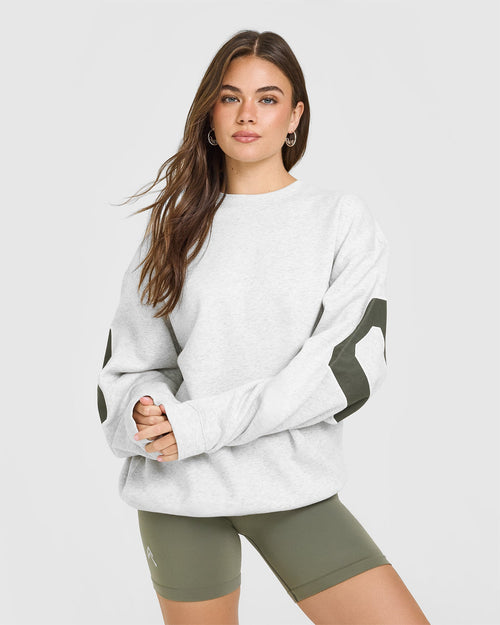Foundations Oversized Oner Crew Neck Sweatshirt | Light Grey Marl
