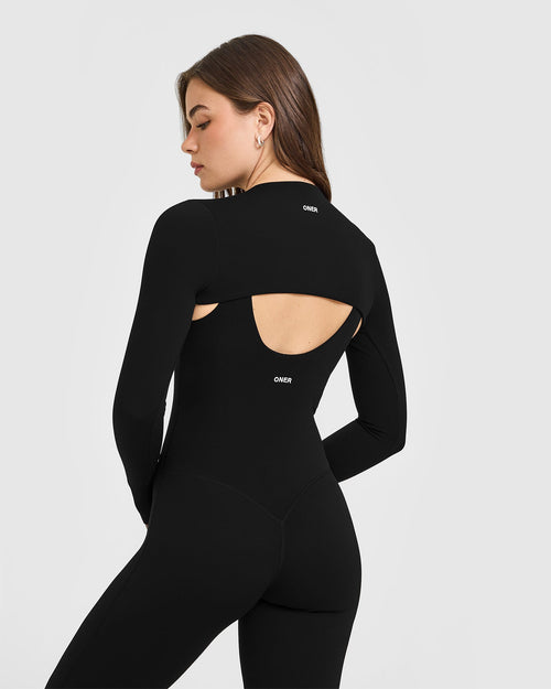 SoftMotion™ Shrug Cover with White Logo | Black