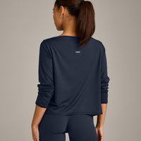 FormeSoft Relaxed Slash Neck Long Sleeve Top | True Blue