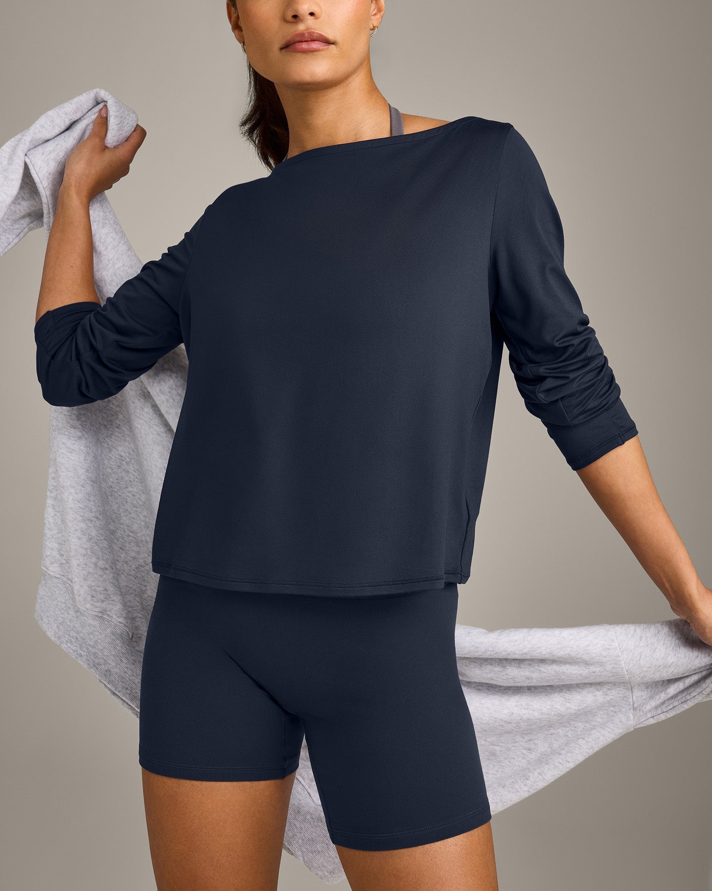 FormeSoft Relaxed Slash Neck Long Sleeve Top | True Blue