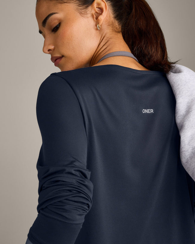 FormeSoft Relaxed Slash Neck Long Sleeve Top | True Blue